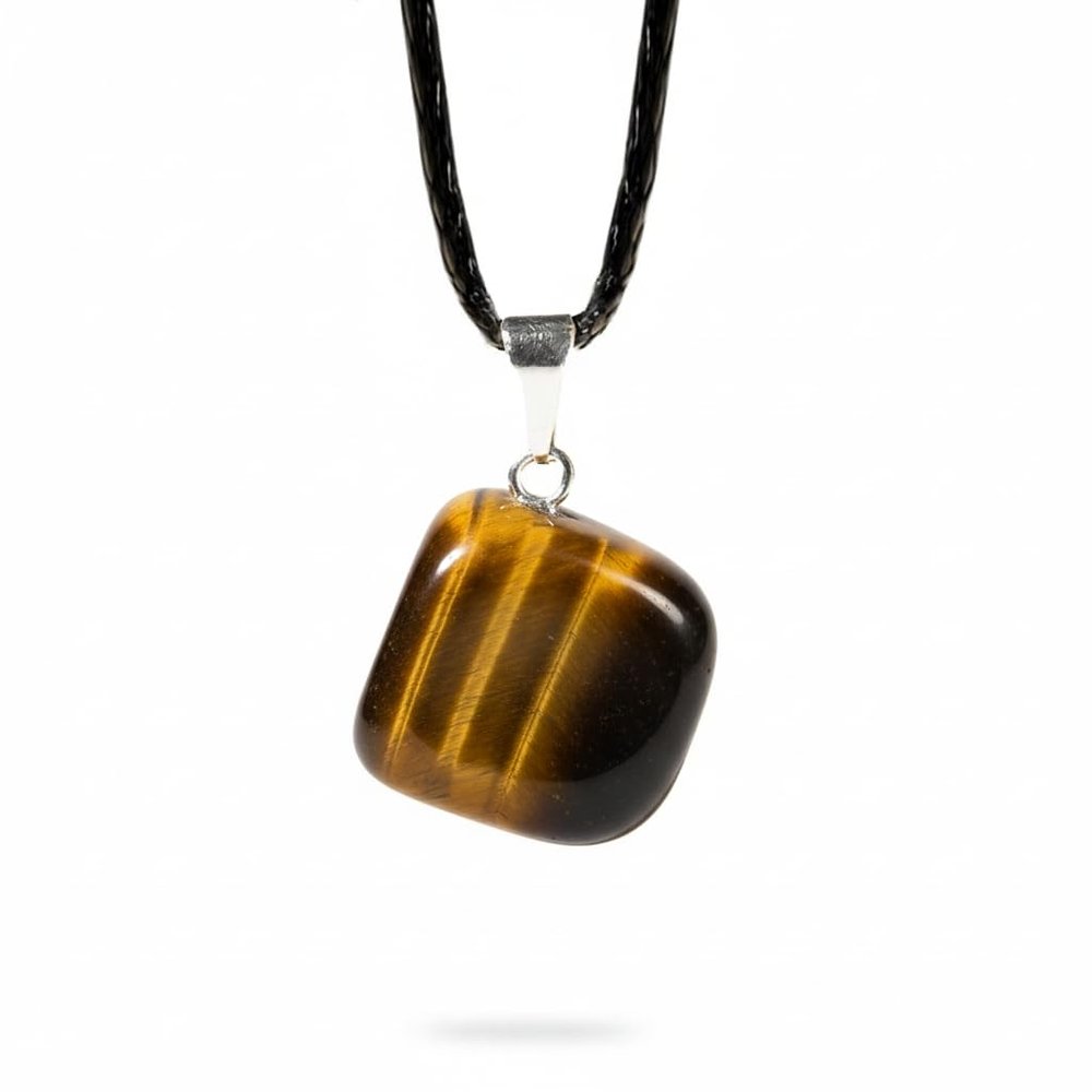 Ayana Crystals Tiger Eye Tumbled Pendant - Handcrafted, Ethically Sourced, Natural Men's Necklace with Tigers Eye Crystal for for Leos, July Birthstone