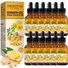 12 Pack Ginger Oil,Ginger Oil for Lymphatic Drainage,Pure Ginger Essential Oil,Relaxing Massage Oils for Massage Therapy,SPA Massage Oils,Sore Muscle Arnica Oil for Men and Women view 1