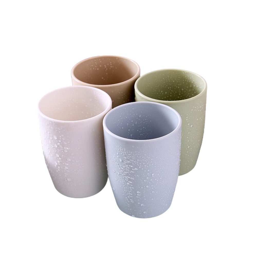4PCS Toothbrush Cup, Plastic Tooth Brush Organizer Cup, Multifunctional Toothbrush Cup(Beige, Light Pink, Light Green, Light Gray)