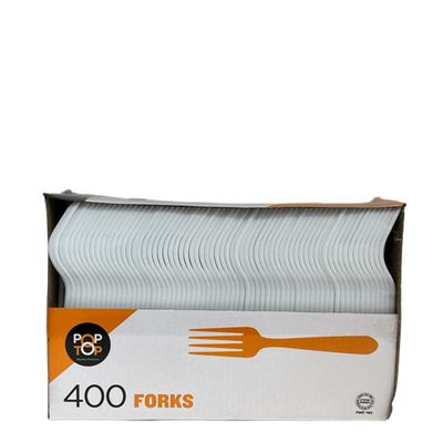 Nicole Fantini Disposable Kitchen Selection Plastic White | Pack of 400 Forks, Heavy Duty Plastic Utensils for all occasion & Parties, Heavy Duty Plastic Utensils , 400 Count (0640)