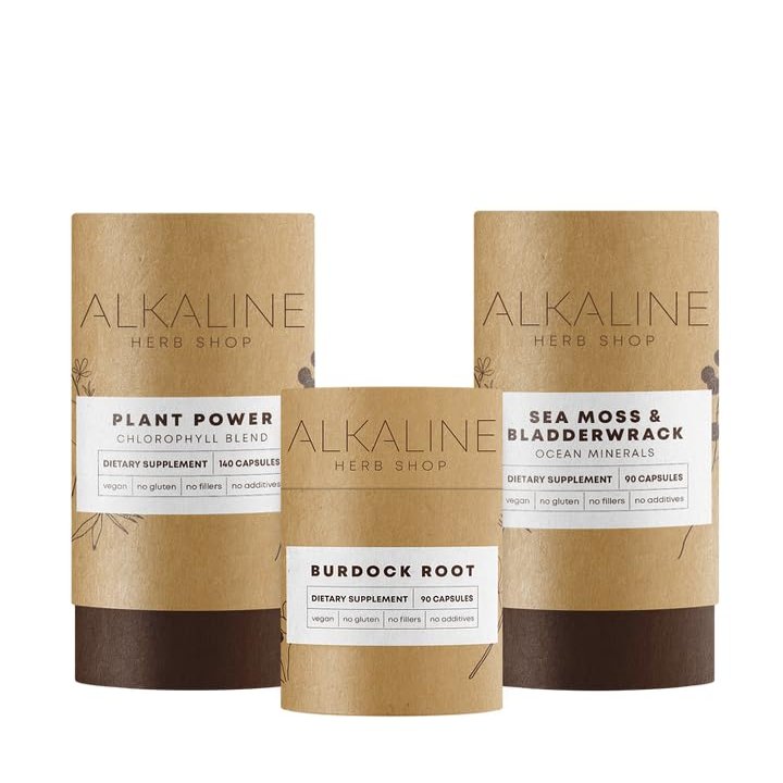 Alkaline Herb Store The Restore Bundle - Sea Moss & Bladderwrack, Plant Power (Chlorophyll), and Burdock Root