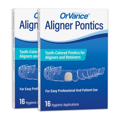 OrVance Aligner Pontics - Original (Medium) Shade (32 Count) | Temporary Tooth Replacement for Invisalign, Aligner Trays and Clear Retainers During Orthodontic Treatment