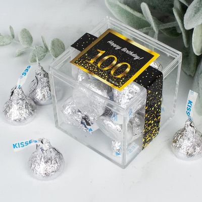 12ct 100th Birthday Party Favors for Guests JUST CANDY favor cubes with Kisses Chocolate (6 Count) Candy Favor