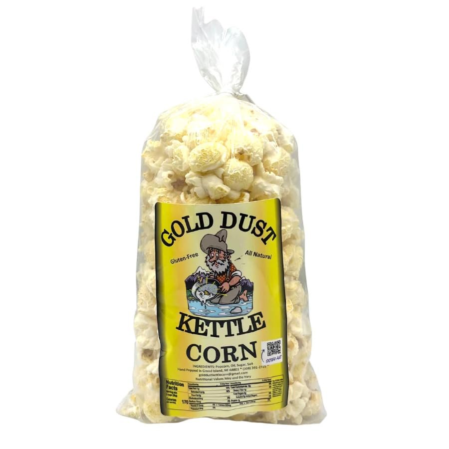 Gold Dust Kettle Corn | Kettle Corn | Sweet and Salty | Non GMO | Fresh Popped Popcorn | Kettle Popcorn | Made in Nebraska | 2.5 oz Bag | 4 Pack