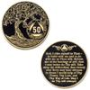 1 to 50 Year Twisted Tree of Life Sobriety Coin - Gold Plated AA Chips & Medallions - 50 Year Sobriety Coin - Black view 3
