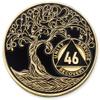 1 to 50 Year Twisted Tree of Life Sobriety Coin - Gold Plated AA Chips & Medallions - 46 Year Sobriety Coin - Black view 1