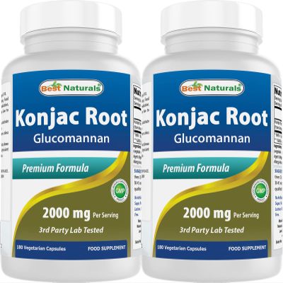 Best Naturals 2 Pack Konjac Glucomannan Root 2000 mg per Serving - 180 Vegetarian Capsules