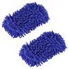 MECCANIXITY Chenille Wash Gloves Microfiber Washing Sponge Mitten Dry Duster for Daily Cleaning, Blue Pack of 2 view 1