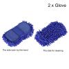 MECCANIXITY Chenille Wash Gloves Microfiber Washing Sponge Mitten Dry Duster for Daily Cleaning, Blue Pack of 2 view 3