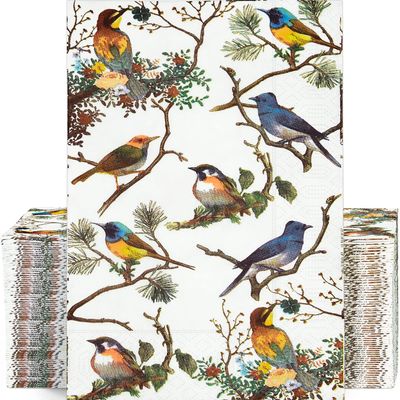 100PCS Guest Towels Disposable 3 Ply Paper Hand Napkins for Bathroom Spring Bird Napkins Everyday Decorative for Dinner Wedding Tea Party Table Anniversary Bridal Powder Room