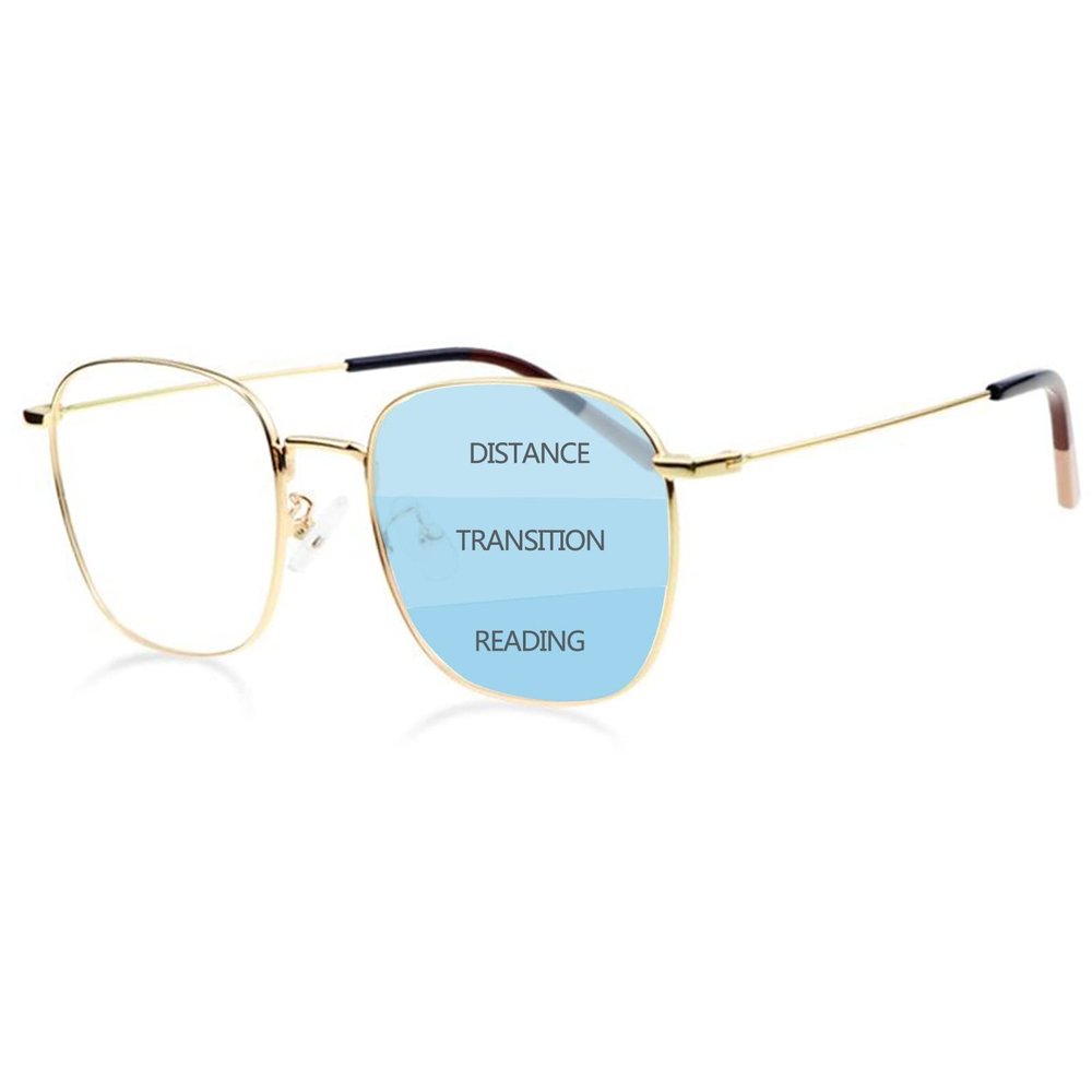 HEBEHO Reading Sunglasses Oversized Progressive Multifocal Photochromic Reading Glasses UV Resistant Oval Metal Frame Spring Hinge Reader for Men (Color : Gold, Size : 2.75x)