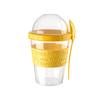 GanoOne Breakfast On the Go Cups, Take and Go Yogurt Cup with Topping Cereal or Oatmeal Container, Portable Lux Yogurt Cereal To-Go Container with Top Lid Granola & Fruit Compartment (Yellow) view 1