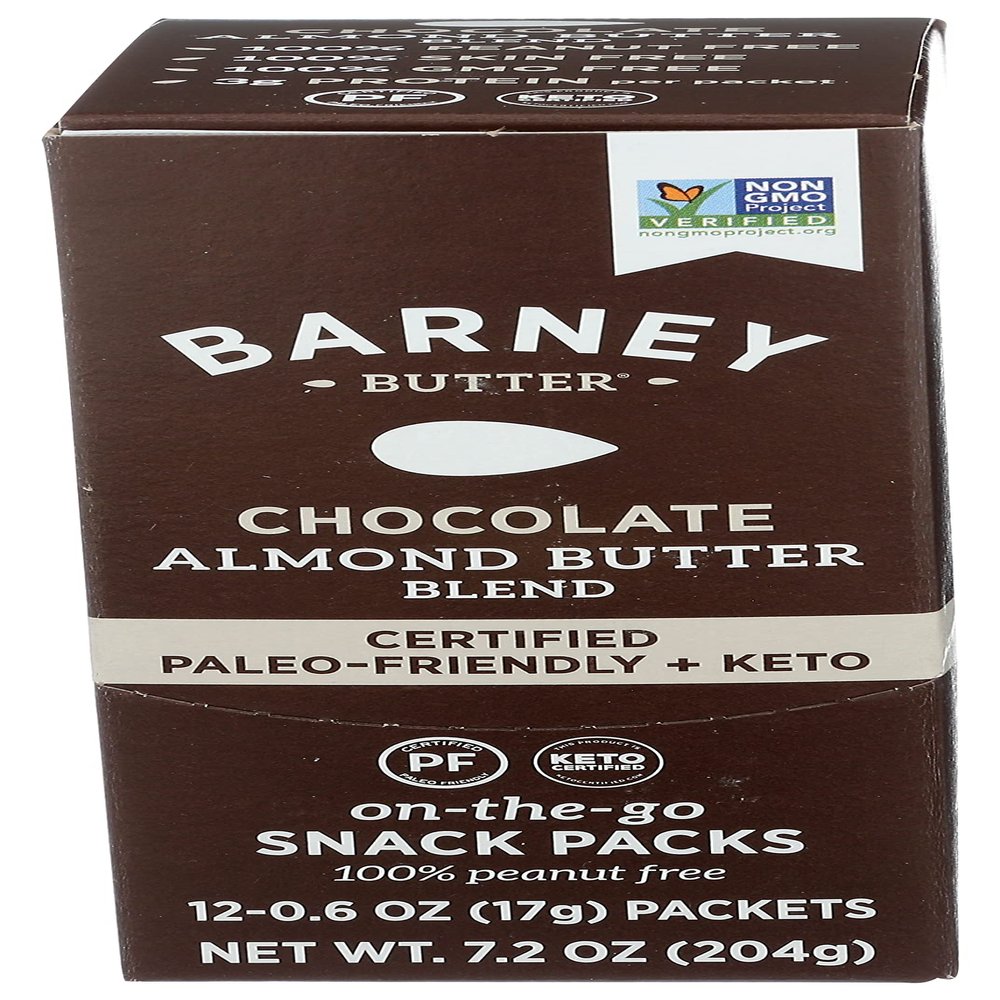 Barney Butter Almond Butter Snack Packs, Chocolate, 0.6 Ounce (Pack of 12), Skin-Free Almonds, Non-GMO, Gluten Free, Keto, Paleo, Vegan
