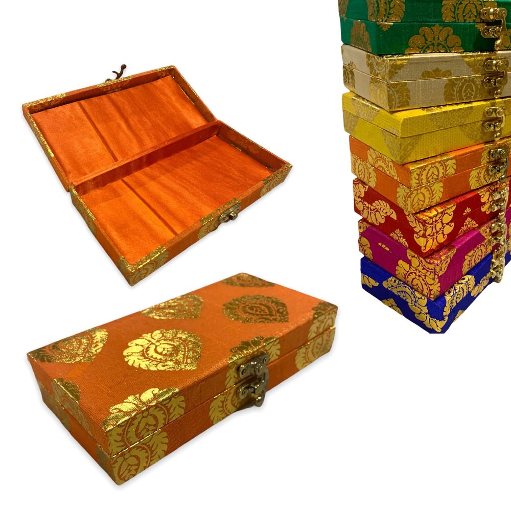 LOVENSPIRE Pack of 4 Brocade Jewelry Organizer Box Indian Favor Boxes for Shagun Return Gifts Traditional Style Box Wedding Favor Punjabi Muslim Pakistani Wedding Nikah Favor