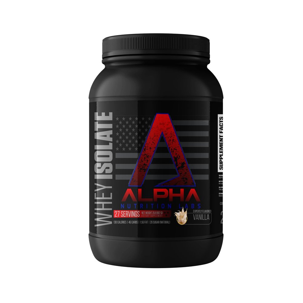 Alpha Nutrition Labs Whey Isolate Protein Powder - Vanilla Flavor, 28g of Protein, Protein Source, Low Carb, Classic Specialty