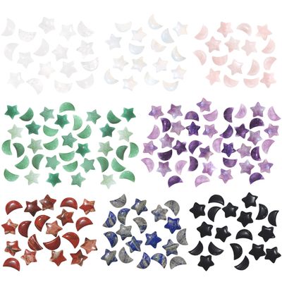 Star Moon Shaped Gemstones, Pocket Size Natural Crystals Meditation Healing Energy, Decorative DIY Jewelry (3 Sets, Mixed Random Colors)