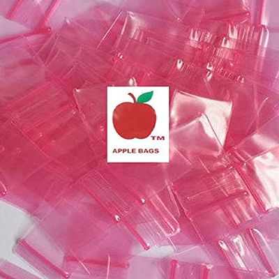 10000 PACK APPLE BAGGIES MINI 2mil CLEAR BAGS 10,000 resealable plastic (125125 Pink)