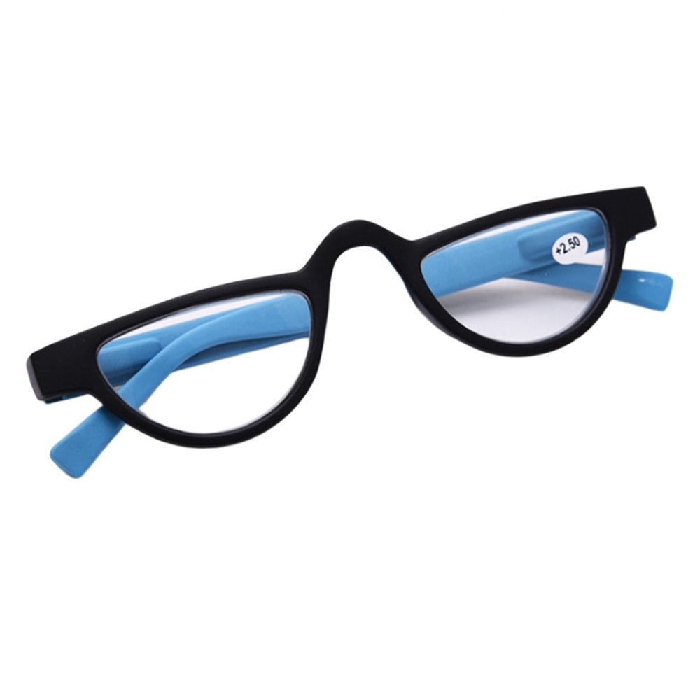 HEBEHO Retro Half Moon Reading Glasses Anti Blue Light Computer Eyeglasses Spring Hinge Reader for Men Women (Color : Blue, Size : 2.5X)