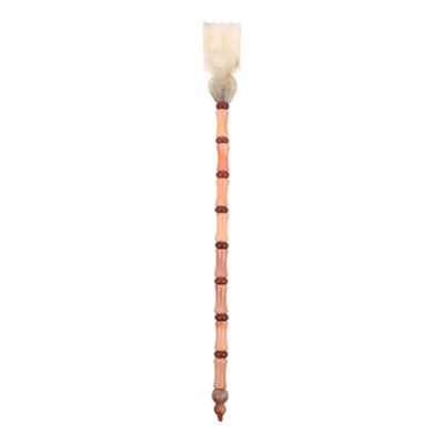 Healifty Back Scratcher Ox Horn Back Itching Scalp Scratcher Hand Massage Tool with Long Handle for Home Office 38cm Light Brown