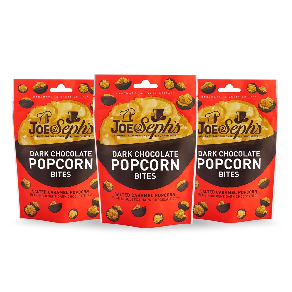 Joe & Sephs Gourmet Popcorn Flavored Gourmet Popcorn, Individually Packaged Flavors, Perfect for Gift Sets and Parties (Dark Chocolate - 3 Pack)