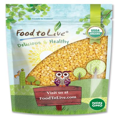 Food to Live Organic Yellow Mung Dal, 2 Pounds  Non-GMO, Peeled Split Mung Beans (Moong Dal). Ayurvedic Food. Easy to Cook. High in Dietary Fiber, Protein, Iron. Great for Soup, Kitchari, Curries