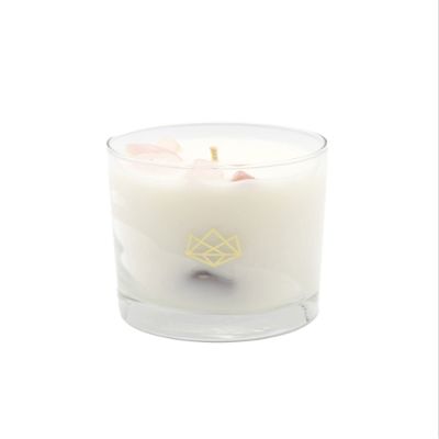 ALUMINATE LIFE Luxury Glass Jar Candle, 14.5 OZ, Sleep - Rose Quartz Crystal Infused - Scents of Rose, Lavender, and Vanilla - Tranquility, Love, & Comfort - Coconut Wax, Valentine's Day Gift