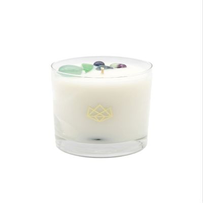 ALUMINATE LIFE Luxury Glass Jar Candle, 14.5 OZ, Focus - Fluorite Crystal Infused - Scents of Orange, Ginger, Ylang-ylang, & Lavender - Awareness, Mental Order, & Clarity - Coconut Wax Blend