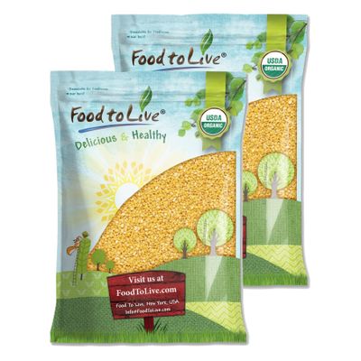 Food to Live Organic Yellow Mung Dal, 20 Pounds  Non-GMO, Peeled Split Mung Beans (Moong Dal). Ayurvedic Food. Easy to Cook. High in Dietary Fiber, Protein, Iron. Great for Soup, Kitchari, Curries