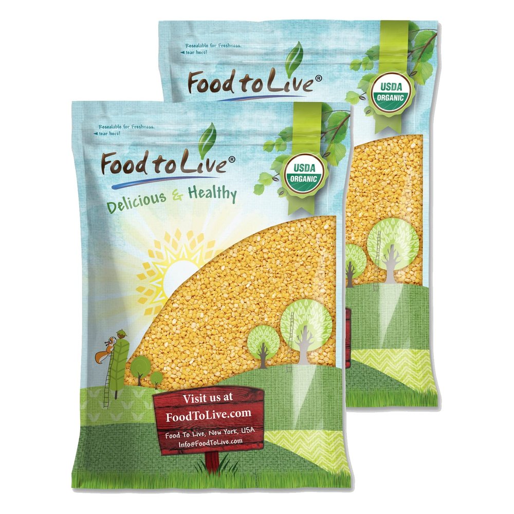 Food to Live Organic Yellow Mung Dal, 20 Pounds  Non-GMO, Peeled Split Mung Beans (Moong Dal). Ayurvedic Food. Easy to Cook. High in Dietary Fiber, Protein, Iron. Great for Soup, Kitchari, Curries