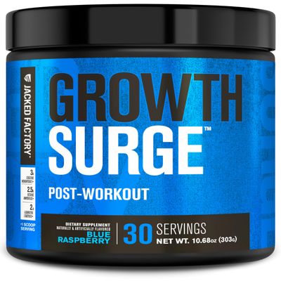 Jacked Factory Growth Surge Creatine Post Workout w/L-Carnitine - Daily Muscle Builder & Recovery Supplement with Creatine Monohydrate, Betaine, L-Carnitine L-Tartrate - 30 Servings, Blue Raspberry