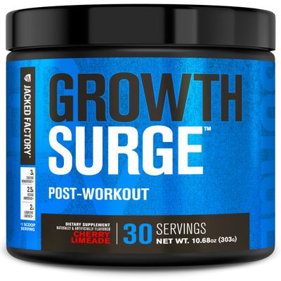 Jacked Factory Growth Surge Creatine Post Workout w/L-Carnitine - Daily Muscle Builder & Recovery Supplement with Creatine Monohydrate, Betaine, L-Carnitine L-Tartrate - 30 Servings, Cherry Limeade