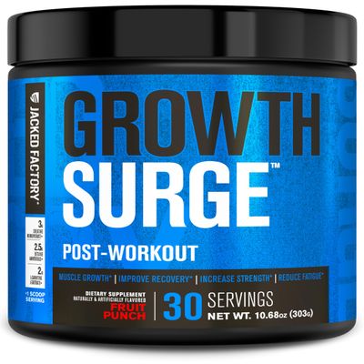 Jacked Factory Growth Surge Creatine Post Workout w/L-Carnitine - Daily Muscle Builder & Recovery Supplement with Creatine Monohydrate, Betaine, L-Carnitine L-Tartrate - 30 Servings, Fruit Punch