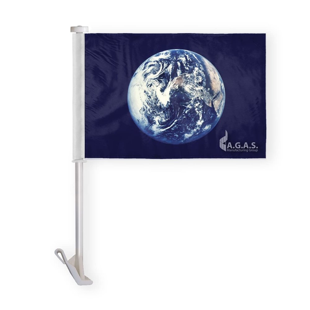 AGAS Earth Day April 22nd Car Flags 10.5x15 inch Double Sided Print on Polyester Fabric Double Stitched 19 Inch White Plastic Stiff Pole