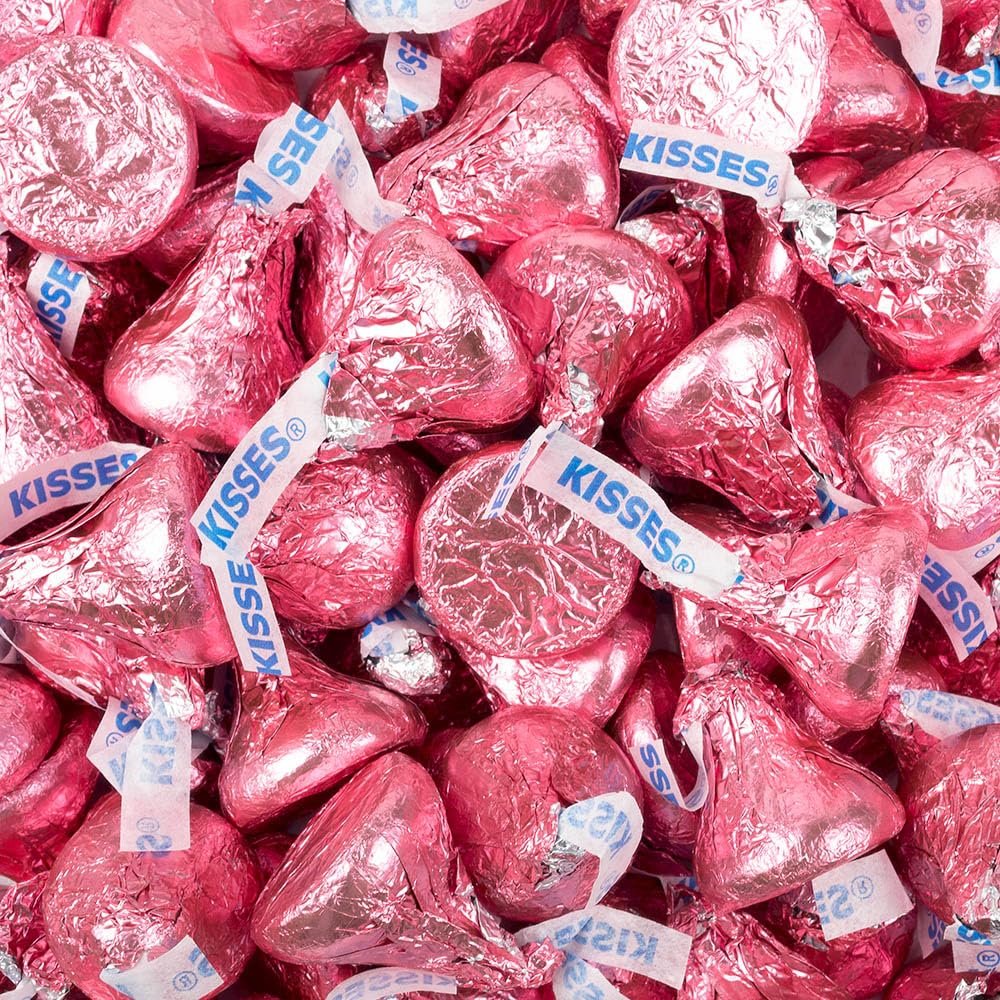 1 lb Pink Kisses Candy - Milk Chocolate (Approx. 100 pcs)