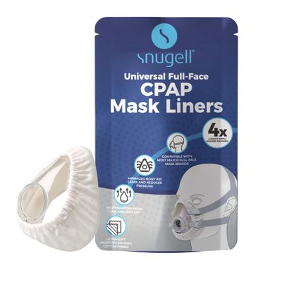Snugell CPAP Mask Liners Full-Face (4-Pack)  White  Compatible with F20 and Most Full Face Masks  Soft Cotton Fabric CPAP Skin Protector for Universal Fit  Reusable & Washable for 6-Month Supply