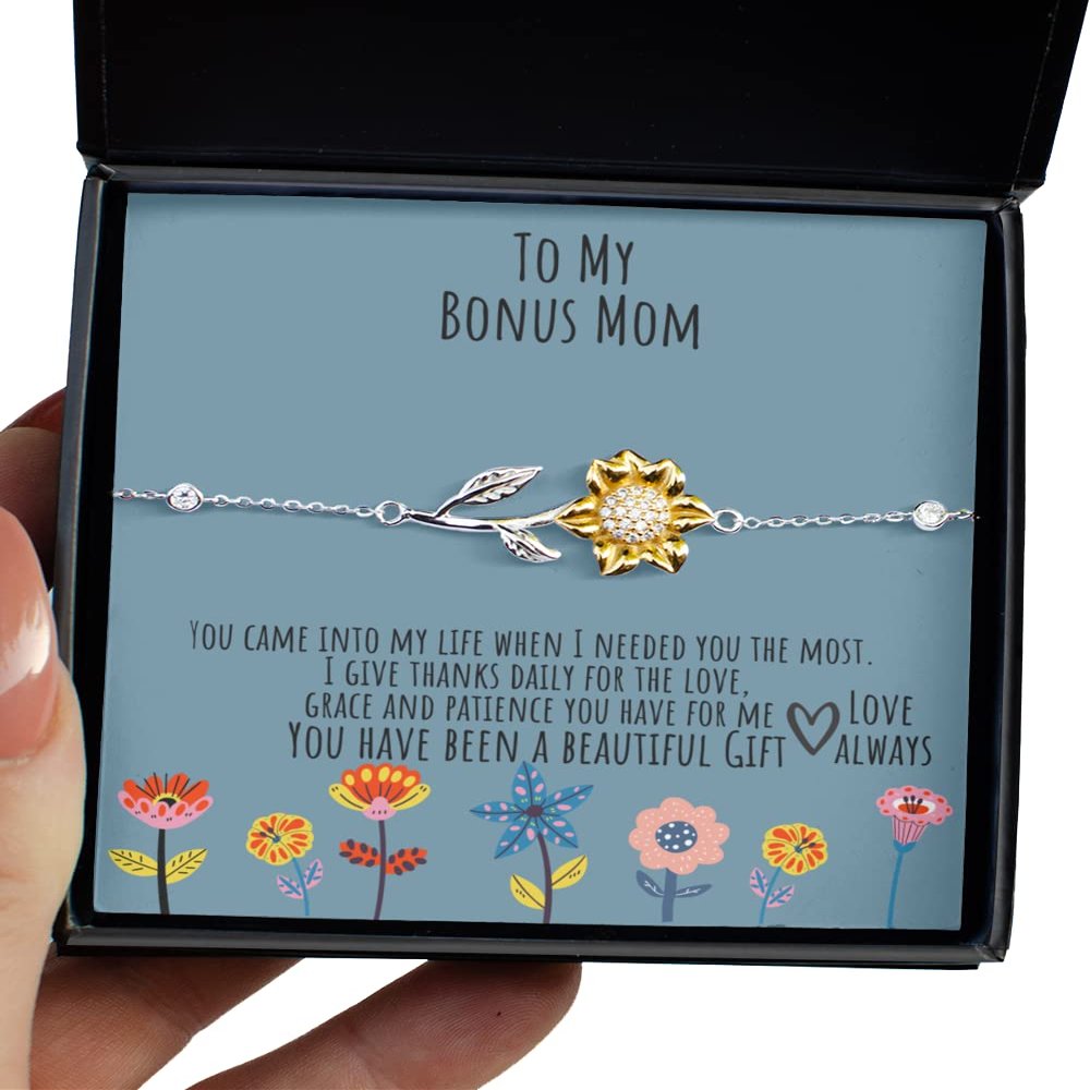Bonus Mom Gift for Birthday, Sunflower Jewelry for Bonus Mom