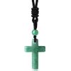 QINJIEJIE Green Aventurine Crystals Necklace Cross Crystal Necklaces Adjustable Black Rope Real Stone Gemstone Reiki Energy Quartz Mens Jewelry for Men Women Father's Day Gift view 1