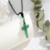 QINJIEJIE Green Aventurine Crystals Necklace Cross Crystal Necklaces Adjustable Black Rope Real Stone Gemstone Reiki Energy Quartz Mens Jewelry for Men Women Father's Day Gift view 2