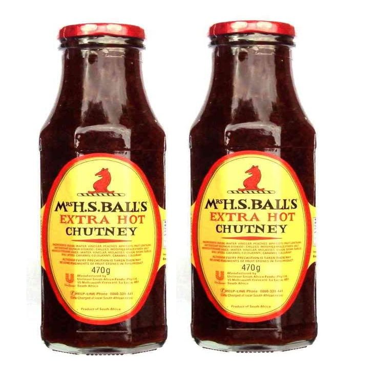 Mrs H.S.Ball's Chutney (Glass) 470g (Extra Hot, 16.6 Ounce (Pack of 2))