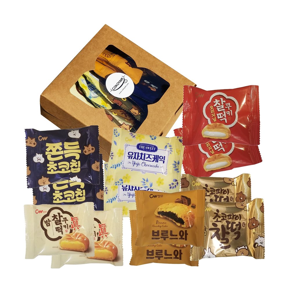 Korean Cookies Style Variety Mochi Assortment [CW] Chungwoo "AtoZ" Lunch Box - Mom's Love (CW 6 COMBO Sampler, Set of 2)