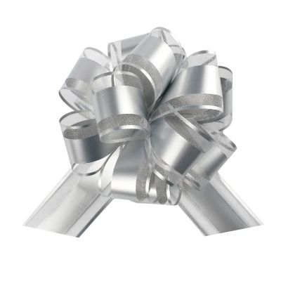 12 Pieces Pull Bow Wrapping Pull Bow Ribbon Pull Bows for Wedding Baskets,6 Inches Diameter Gift Bows, Large Bows for Presents. (Silver)