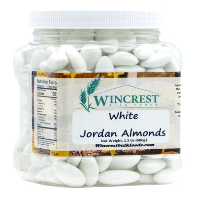Jordan Almonds with Candy Shell - 1.5 Lb Tub (White)