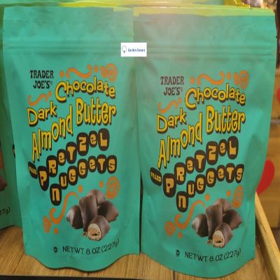 Trader Joe's2 Trader Joes Dark Chocolate Almond Butter Filled Pretzel Nuggets 8oz 227g (Two Bags)