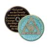 10 Year Sobriety Coin | Glitter Triplate AA Chip Recovery Anniversary Token (Blue) view 1