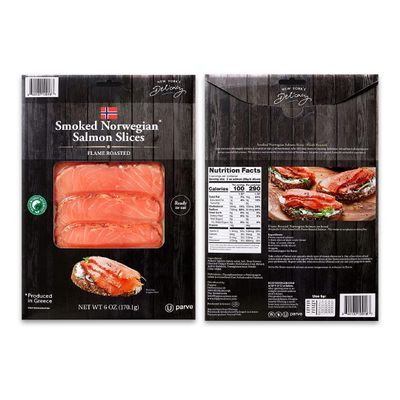 New York's Delicacy, Gourmet Norwegian Smoked Salmon Slices, Flame Roasted - [12 x 6 Oz.] - Ready to Eat, Smoked on Oak, Fully Trimmed, Kosher, Gluten Free.