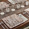 Silver Spoons Elegant Square Disposable Paper Plates (18 Pc) Metallic Floral Print, Heavy Duty Paper Plates 7 inch, Disposable Party Dessert Plates for Birthday, Rose Gold Dinnerware Set for Baby Showers & Weddings view 2