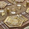 Silver Spoons Hexagon Disposable Paper Plates (18 Pc) Metallic Floral Print, Heavy Duty Paper Plates 7 inch, Disposable Party Dessert Plates for Birthday, Gold Dinnerware Set for Baby Showers, Weddings & Events view 2