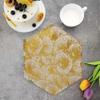 Silver Spoons Hexagon Disposable Paper Plates (18 Pc) Metallic Floral Print, Heavy Duty Paper Plates 7 inch, Disposable Party Dessert Plates for Birthday, Gold Dinnerware Set for Baby Showers, Weddings & Events view 4