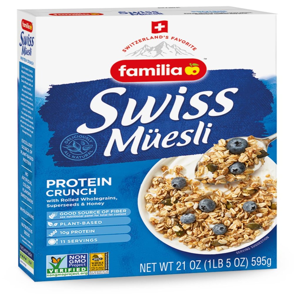 Familia Swiss Muesli Protein Crunch, Energy-Packed Cereal with Superseeds & Honey, 21oz (Pack of 1)