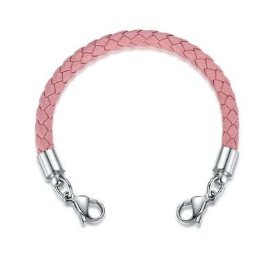 Medical Alert ID Pink Leather Bolo Replacement Bracelet Strand - 6 Sizes! (Pink, 7")